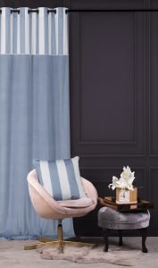 Zasłona Stripe Chic — błękitny, 140 × 270 cm, zdjęcie 1